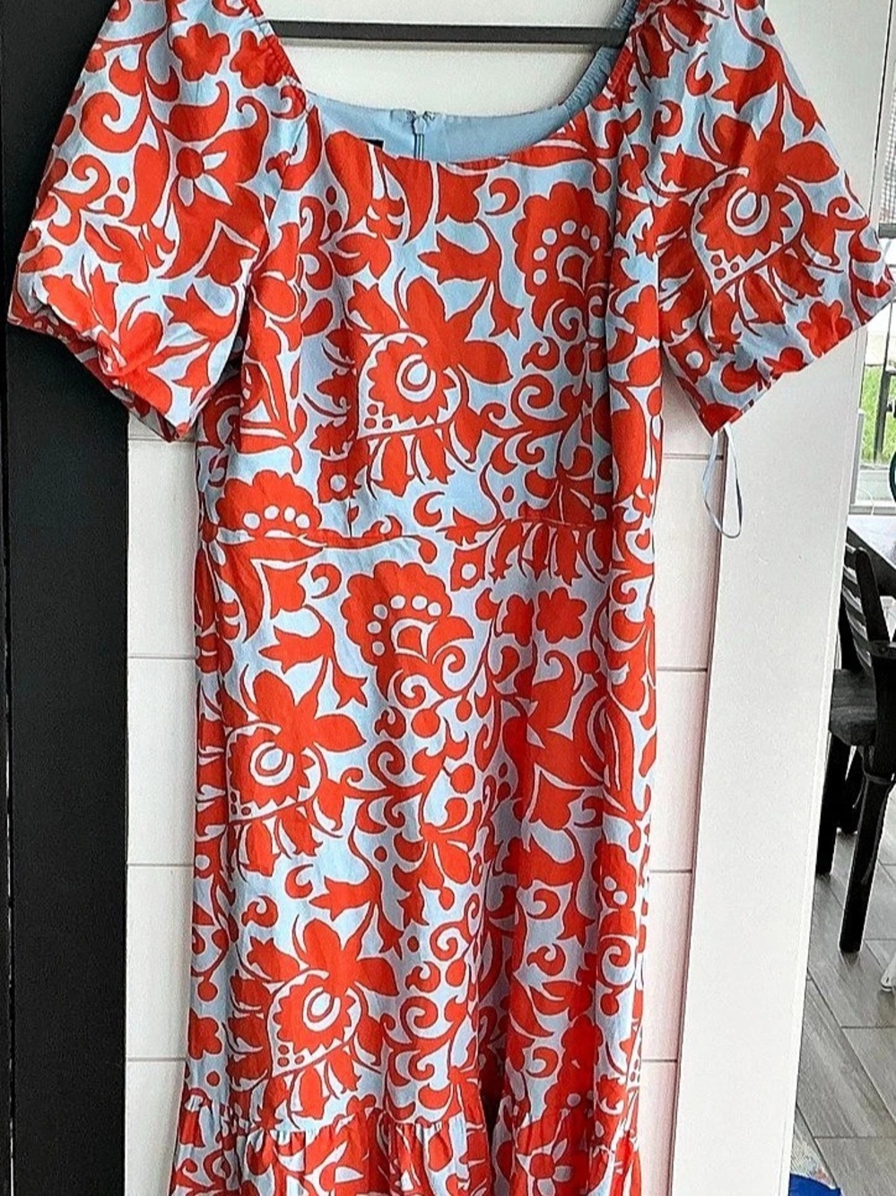 Talbots Floral Midi Dress in Red & Blue Size 12
